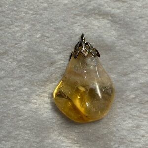 Yellow Crystal Pendant Tear Drop Necklace Charm